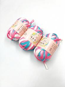 Lot de 3 paquets de 300g de fil ruban en polyester, multicolore à effet ombré et rayures, pour le crochet maison de chaussons, sacs, paniers de rangement et artisanat - Multicolore - Voir 21