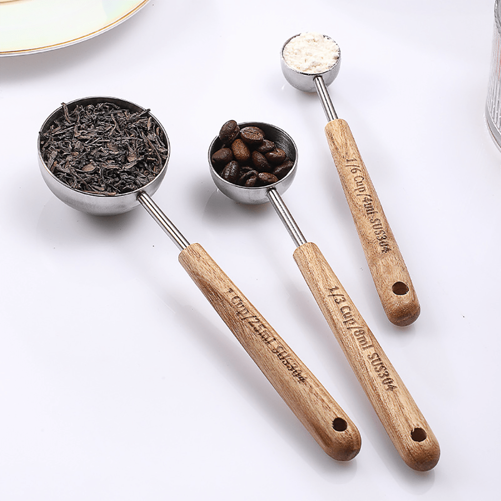 Cucchiai dosatori in acciaio inox da 4 ml/8 ml/25 ml con manico, cucchiaini per chicchi di caffè, polveri e condimenti