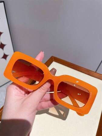 1 Pc Rectangular Fashionable Fashion Glasses For Women, Casual Daily Accessory, Women's Fashion Glasses, Women's Beach Accessory, Vintage For Summer Beach Vacation,Outdoor,Travel