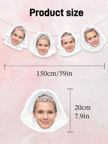 Banner personalizado de foto de novia, velo gracioso de despedida de soltera, ducha nupcial, novia por casarse, banner con cabeza personalizada, broma del Día de los Inocentes Novio, boda de mascota (4 tipos de velo) - Multicolor - Ver 5