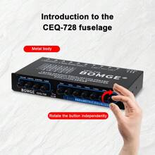 BOMGE 7-Band Car Audio Equalizer Pre-Amp Car Crossover Car Audio Graphic Equalizer Amplify Car'S Sound With 2 Inputs (RCA & High) 6 Outputs For Cars RVs Motorcycles Yachts, Without Battery - 黑色 - 查看 4