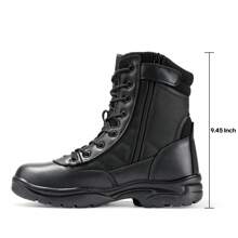 Botas tácticas militares para hombre con cremallera lateral, botas para motocicleta y combate (15-20 cm) - Negro - Ver 4