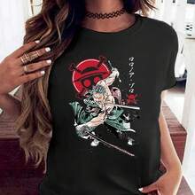 Japanese Anime Roronoa Zoro T-Shirt Fashion Print Loose Chic Haruku Punk Uni T-Shirt 70951 - Black - View 1