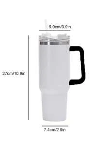 Tasse isotherme personnalisée de 1200 ml / 40 oz, bouteille d'eau en acier inoxydable, tasses à café avec anse, boissons isothermes pour l'extérieur, mug isotherme pour voiture à double paroi, couvercle avec paille en acier inoxydable