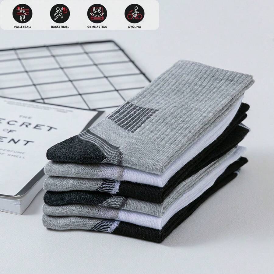 10 Pairs Unisex Moisture Wicking Breathable Mid-Calf Socks, For Outdoor Sports, Running, Hiking, Cycling, Spring/Summer - Multicolor - View 1