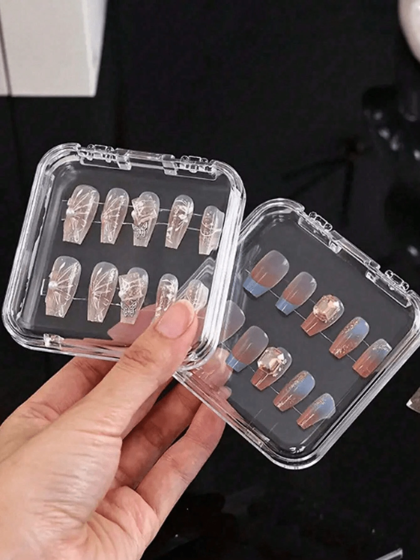Juego de 2/4/6 cajas de almacenamiento y exhibición de arte de uñas, cajas de esmalte de uñas transparentes hechas a mano, cajas pequeñas para muestras de arte de uñas, cajas de empaque vacías para productos de uñas, bolsas, bolsas de maquillaje, tocador, viaje, bolsa de maquillaje, organizador, almacenamiento, organizador de maquillaje, bolsas de maquillaje, bolsa de aseo, organizador de escritorio, bolsa de cosméticos, bolsa de maquillaje, organizador de maquillaje, accesorios de tocador, bolsa de maquillaje, bolsas de maquillaje, joyero, bolsa, soporte para brochas de maquillaje, soporte para brochas, organizador de perfumes, bolsa, regalos para mujeres, regalos de Navidad, ideas de regalo para mujeres, decoración de habitación - transparente - Ver 1