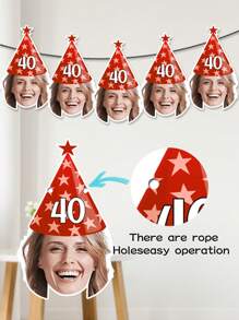 定制人脸横幅、生日横幅、30岁生日、40岁生日、50岁生日、大脸剪纸、人脸横幅、生日帽（多种款式）、多功能、防霉、装饰性、可重复使用、精致、时尚、高品质、可爱、现代、定制、独特、个性化、送给他的理想礼物、厨房、餐厅、卧室、办公室、客厅、家居、花园、茶室的理想礼物、婚礼必备、温馨氛围、家居生活、定制横幅和三角旗、永恒的爱 - 彩色 - 查看 4