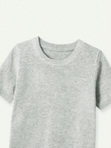 FOR BEAUTY Spring And Summer And Autumn New Women's Simple Temperament Commuting Pullover, Street Elegant College Casual Style, Small Round Neck Solid Color Knit Christmas Top - Light Gray - View 8