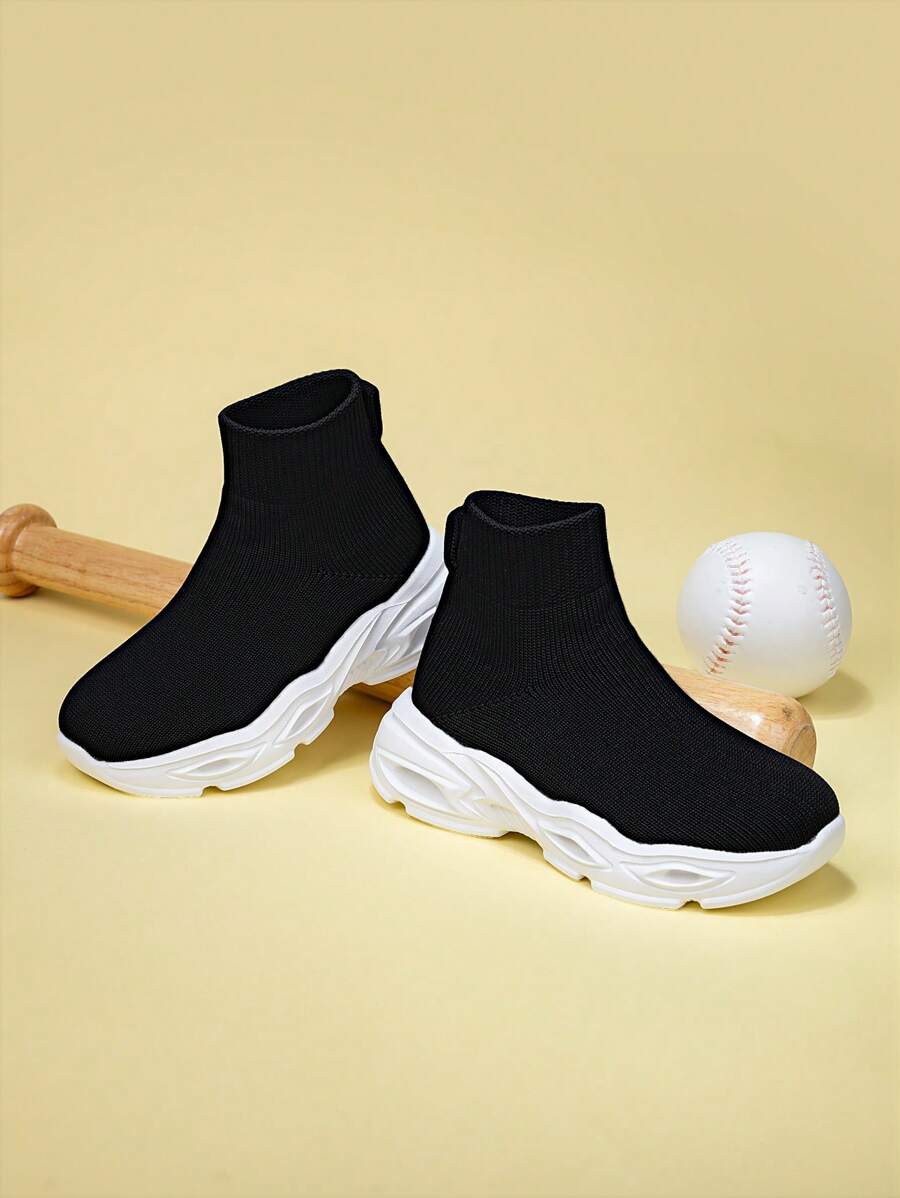Nuove sneaker casual per bambini leggere e traspiranti in in rete, con suola morbida, slip-on, scarpe da sport all'aperto, versatili per tutte le stagioni - Bianco e nero - Visualizzare 1