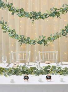 1/2/4/8 件 5.9 英尺桉树花环人造常春藤绿植假银元桉树叶藤蔓桌面装饰绿藤蔓春季人造藤蔓用于家居壁炉派对装饰室内/室外、房间装饰、人造植物、派对和节日装饰、秋季装饰、圣诞节装饰、波西米亚风格、感恩节装饰、秋冬装饰、新年装饰