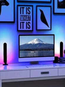 1pc/2个，拾音灯，装饰灯，卧室氛围灯，电竞电脑拾音器，氛围灯，桌面拾音器，音乐氛围灯，Led音乐拾音器 - 彩色 - 查看 4