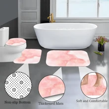 4pcs Pink Gold Patterned Marble Curtain Shower Curtain Decoration, Beautiful Housewarming Gift Modern Home Decoration, Waterproof Shower Curtain And Toilet Floor Mat Three Pieces Set With 12 Shower Curtain Hooks Room Decor Bathroom Accessories Back To School Fall Decor Bathroom Decor