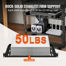 1-2U Server Rack Shelf, 16"/406mm Or 10"/254 Mm  Depth, 50lbs Max Load Capacity Vented Cantilever Or Wall Mount Rack Mount Shelf With Tray, Good Air Circulation For 19"/482.6mm Network Cabinet Or Equipment Rack, Black - 2PCS 1U, 10"/254 mm Depth - View 3