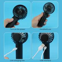 AOYI Portable Neck Fan & Hand Fan Kit, Rechargeable Wearable Personal USB Necklace Fan, Mini Handheld Fan 3-Speed, Essential For Summer Cooling, Suitable For Travel, Office, Home, Outdoor, Sports, Beach, Travel, Random Charging Port - Set - View 9