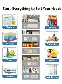 1-5-Tier Hanging Storage Organizer With 5 Large Pockets, Foldable Wall-Mounted Storage Rack For Closet, RV, Bathroom, Bedroom