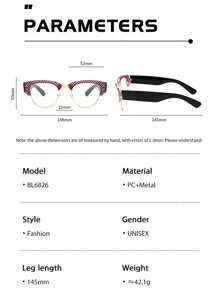 女士新款格纹撞色方形金属眉框时尚厚边无度数眼镜，适合办公室、通勤和拍照