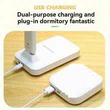 可调节双头 LED 台灯，可调光台灯，可折叠设计，适合学习和办公室使用 - 白色 - 查看 4