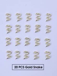 20 pièces Charms d'ongles en forme de serpent, décoration d'art des ongles 3D, bijoux de clou en alliage punk gothique, accessoires de manucure DIY pour salon