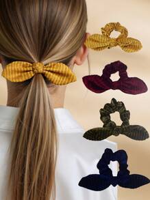 1 件/4 件复古灯芯绒发带，带兔耳设计，优雅发带和女士配饰