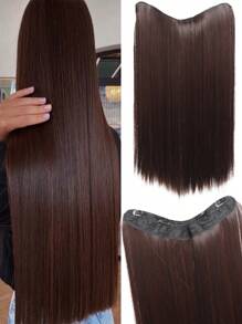 Synthetic 4 Clip In Hair Extensions V-Shaped Long Straight Hairstyle Hairpiece Black Blonde 20inch Natural Wig For Women