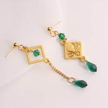 1 Pc Anime Character Kaya Asymmetrical Earring With Tassel Gem Dangle, Anime Eye Wind Earring, Girlfriend Gift Everyday Wear