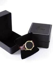 Personalized Name Faux Leather Black One-Piece Watch Gift Box, Faux Leather Watch Display Portable Storage Box, Men & Women Travel Gift - Black - View 2