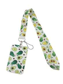1pc Fruit Print Lanyard ID Card Holder, Hard Case For Bus Card, ID Card, Work Badge, Student Card, Exhibition Pass, Event Pass
