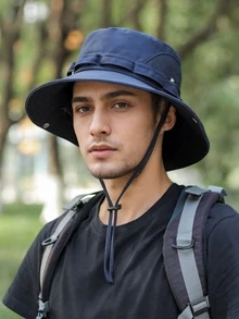 1pc Unisex Solid Color Mesh Wide Brim Bucket Hat, Breathable Sun Protection Hat For Outdoor Activities, Fishing, Hiking, Camping, Suitable For Daily Use - Solid Color - View 6