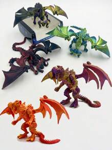 3D Printed Posable Triceratops Figurine With Movable Wings, Holographic Gradient Desk Decor Accessory - Multicolor - View 2