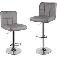 GartistGo Bar Stool Set Of 2 -Grey, 360° Swivel, Upholstered, Height Adjustable  Bar Stool - Grey - View 3