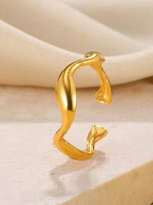1 pieza Anillo abierto de acero inoxidable de unicolor simple, unisex