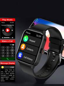 1 pieza Smartwatch con pantalla HD, con pantalla curva LED de alta definición a color, compatible con varios idiomas, función de llamada, función de notificación y batería de gran capacidad de 180mAh - Beis - Ver 9