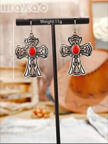 1 stuk Retro Western Style Turquoise Oorbellen, Geschikt voor Dagelijkse Cowgirl Dragen of Evenementen voor Vrouwen, Voeg Deze Vintage Oorbellen Toe Aan Uw Sieradendoos