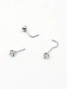 FOREVER QUEEN 单个鼻环 S925 纯银四爪锆石唇钉鼻环个性耳环穿刺珠宝