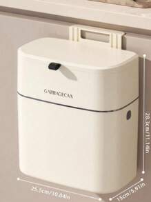 1 件悬挂式垃圾桶，带盖小垃圾桶，适用于厨房橱柜门或水槽，带盖浴室垃圾桶，食物垃圾容器，堆肥箱，带后墙挂钩，厨房，浴室，家庭，家居用品 - 杏色 - 查看 2