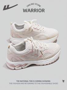WARRIOR 1 Pair Women Front Lace-Up Breathable Soft Sole Mesh Low Top Versatile Outdoor Sports Casual Shoes - Baby Pink - View 3