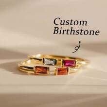 1pc Personalized Birthstone Ring, Customize Gemstones, Jewelry Gifts, Gift For Best Friend • Anniversary Gift • Adjustable Personalized Gemstone Ring ,Anniversary Gift/Birthday/Mother's Day/Friend/Wedding Gift - Gold - View 2