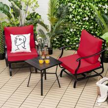 ERGOMASTER  3PCS Rocking Chair & Table Set Garden Patio Bistro Set Glider Rocker W/ Cushion - Red - View 3