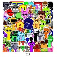 Jujutsu Kaisen 52pcs/Set Cartoon Sprunki Rhythm Box Incredibox Sprunki Doodle Sticker Pack, Waterproof Decals For Water Bottle, Laptop, Notebook, Phone Case, Guitar, Skateboard
