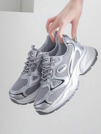 Popular Chunky Sole Chunky Sneakers For Women, Spring/Autumn, Short Height Increase, New , European Style, Casual Athletic Shoes