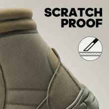 Men's Military Tactical Work Boots Side Zipper Leather Motorcycle Combat Boots (6-8 Inches)