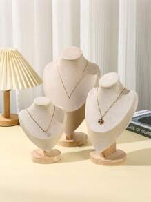 Wooden Human Statue Jewelry Display Rack, Necklace Stand Shelf Prop For Jewelry Showcase, Counter Display - Multicolor - View 5