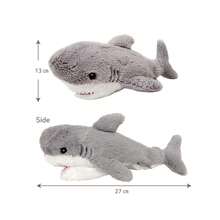 可爱毛绒鲨鱼铅笔盒文具学校用品卡哇伊娃娃返校收纳袋笔袋文具 - 灰色 - 查看 7