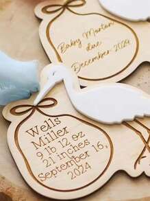Personalized Crane Baby Announcement Decorations Pregnancy Announcement Gender Reveal Birth Statistics Signs Baby Decorations Gifts Birthday Graduation - Multicolor - View 5