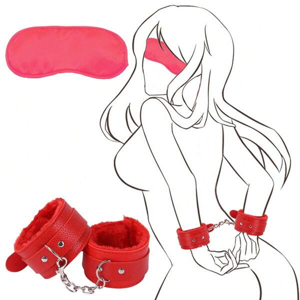 4 Colors/1 Set Soft Material Sexual Handcuffs With Eye Mask Adult Games Erotic Shackles BDSM Bondage Restraint Sex Toys For Couple SM Product Sex Toys Sexy Product For Adult Tools Sex
