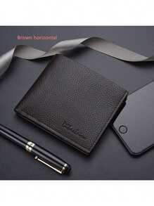 New Men's Wallet, Short Bifold Wallet, Business Casual Horizontal Wallet