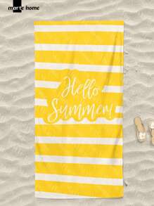 Printed Beach Towel - Yellow - View 1