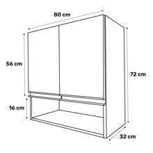 Armário Aéreo Multiuso Lux 80cm 100%MDF 02 Portas com Nicho Integrado Branco - Desk Design