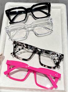 4pcs Women Geometric Multicolor Plastic Modern Simple Style Clear Glasses For Daily Life Appointment Outfits Going Out Outfit