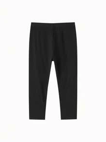 Balabala 女孩舞蹈打底褲，五點夏季褲，輕便舒適，2025 - 黑色 - 查看 2